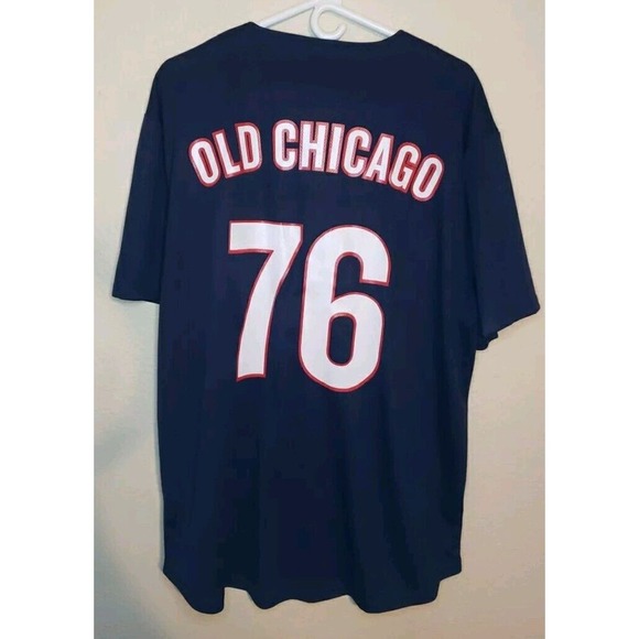 Old Chicago #76 SIZE 2X World Beer Tour Navy Blue Button Front Baseball Jersey - Picture 2 of 9